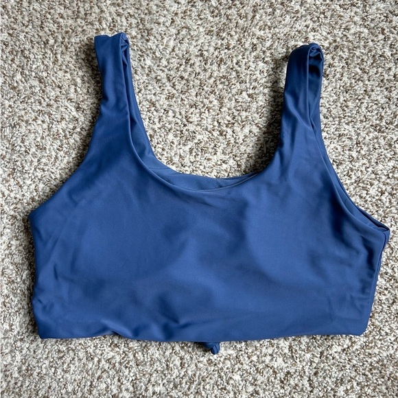 🦋 Blue Tie Front Scoopneck Swim Top Large Bikini Vacation Beach Casual - Picture 4 of 6